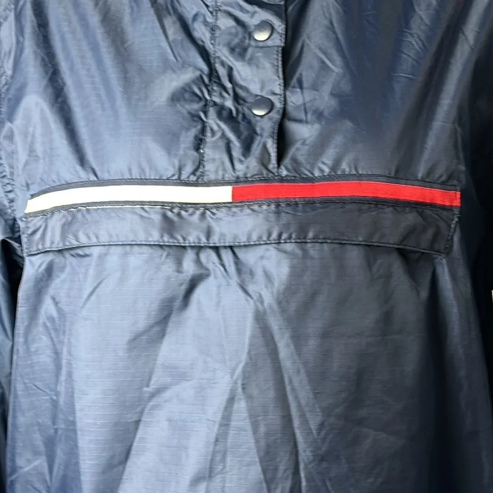 🔥 Tommy Hilfiger Vintage 90s Windbreaker Pullover Jacket Navy M 1/4 Zip Hoodie 🔥 - Picture 9 of 16